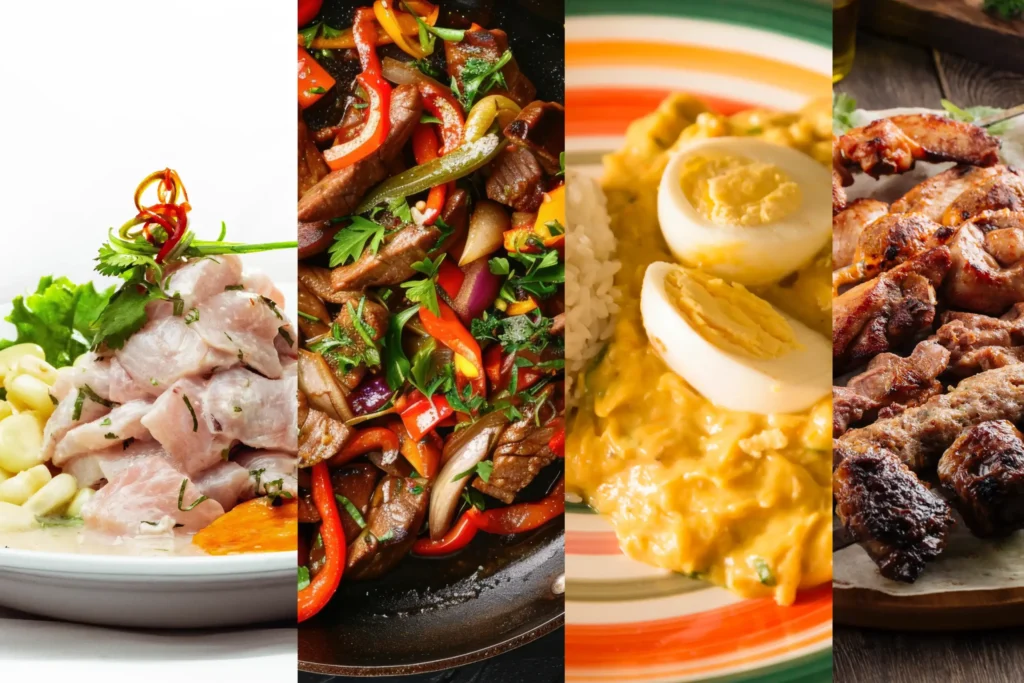 Imagen de varios platos banderas del peru.