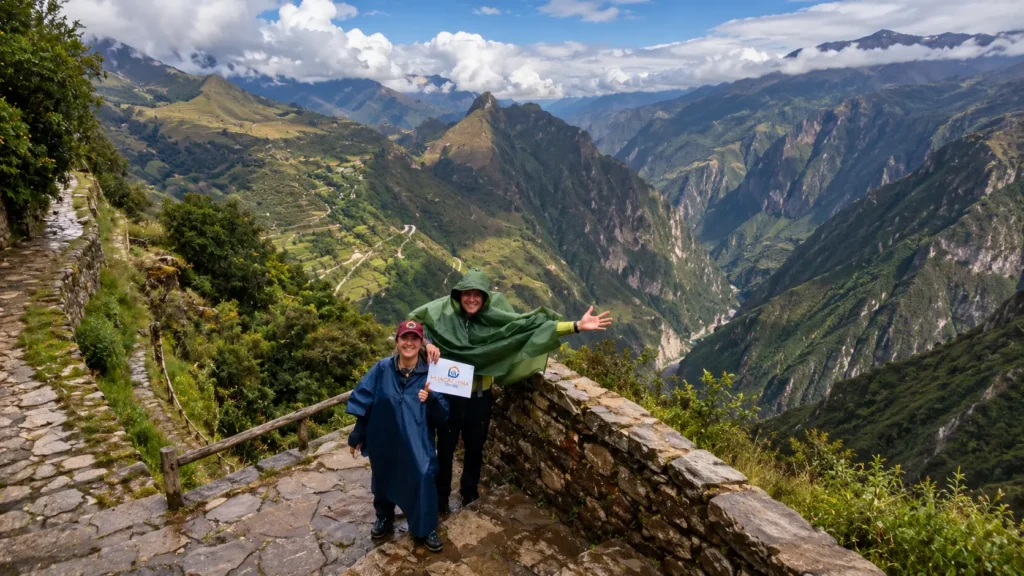 Inca Trail to Machu Picchu tour — trekkers hiking through cloud forest on the classic route