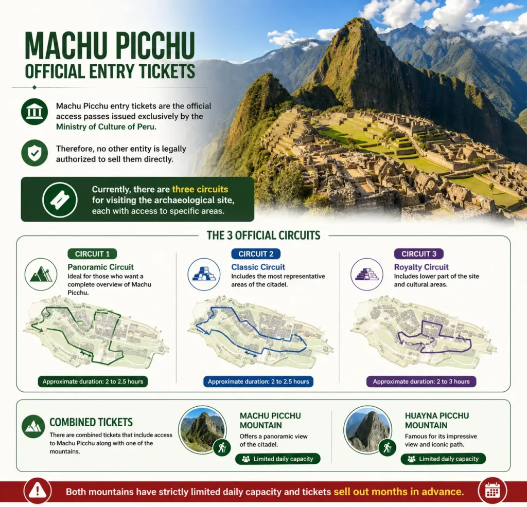 Machu Picchu entrance tickets Circuit 1 — tourists walking agricultural terraces with local guide