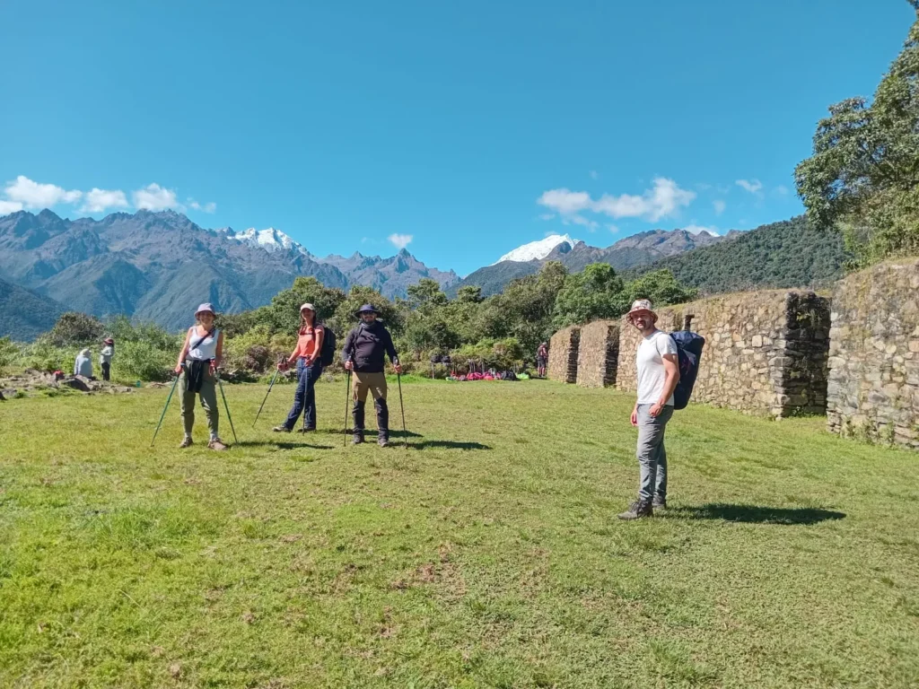 Salkantay Trek day 3 — trekkers hiking through cloud forest and coffee plantations toward Aguas Calientes