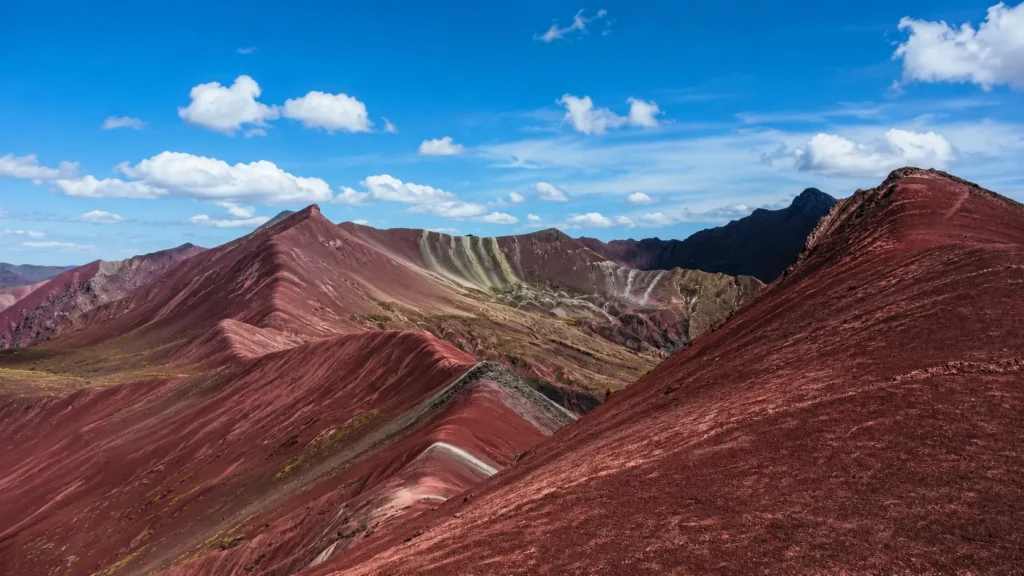 Red Valley landscape on the way to Rainbow Mountain, Cusco Peru