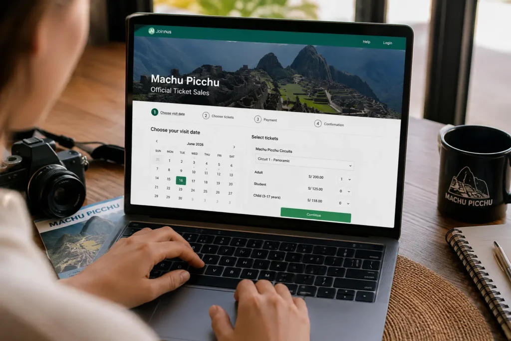 Traveler booking Machu Picchu tickets online 2026