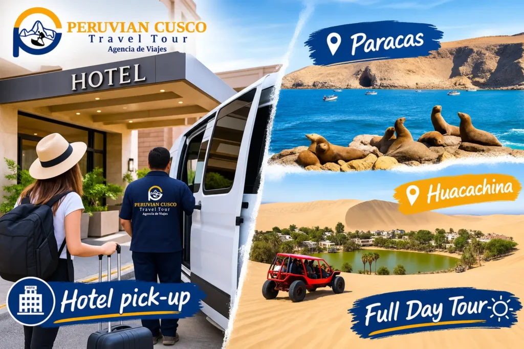 Hotel pick-up before Paracas Huacachina Full Day Tour